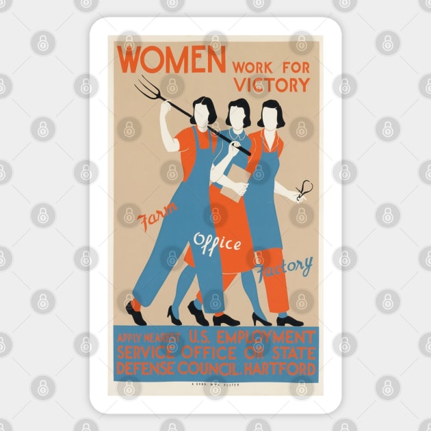 Women Work WWII Poster Sticker by Slightly Unhinged